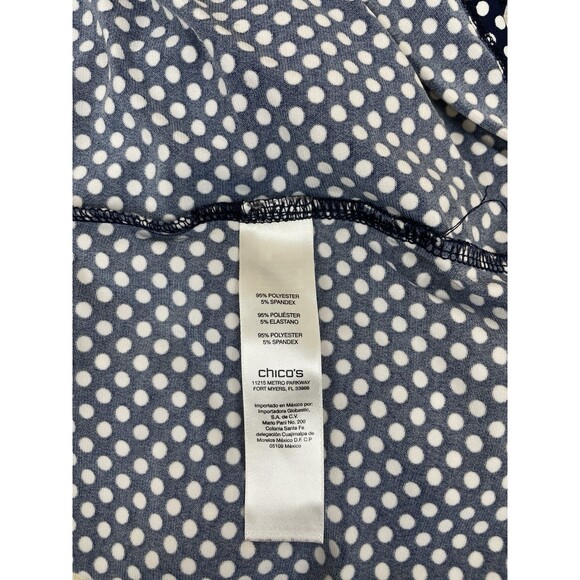 Chico's 3 Women's Navy Blue & White Polka Dot Slinky Pullover Top Size XL - Picture 6 of 6